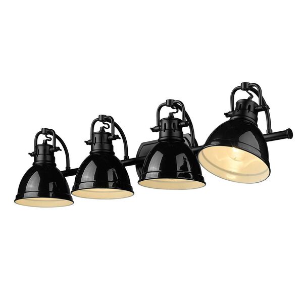 Duncan Matte Black Four-Light Vanity Light with Black Shades, image 4